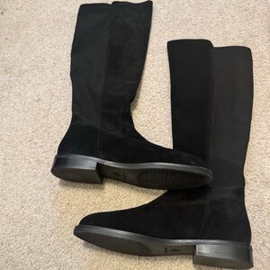 Paul Green Nola Knee High Boot Womens Black Suede Stretch Tall Riding Fall